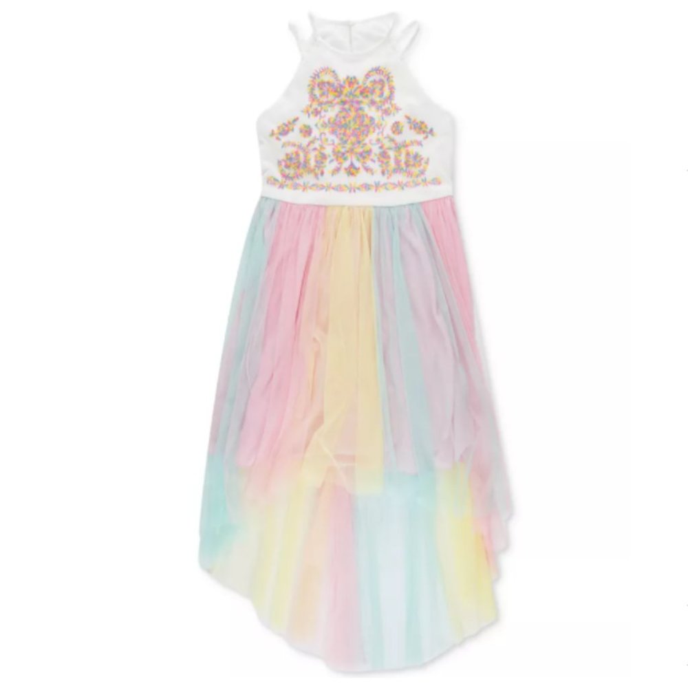 Embroidered High-Low Hem Dress